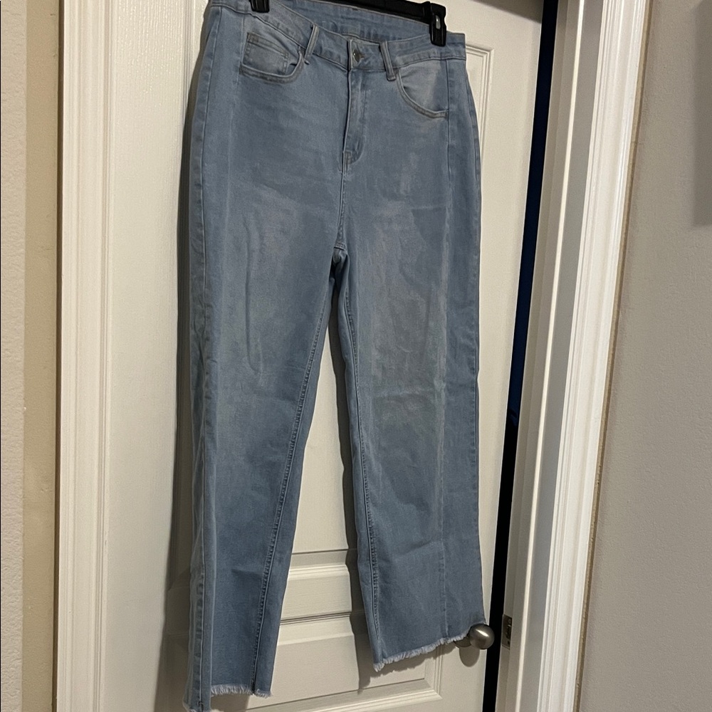 Sidefeel Wide Leg Raw Hem Jeans